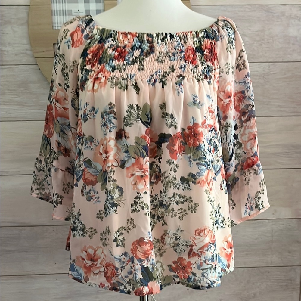 Love Tree Floral Off-Shoulder Women's Top L